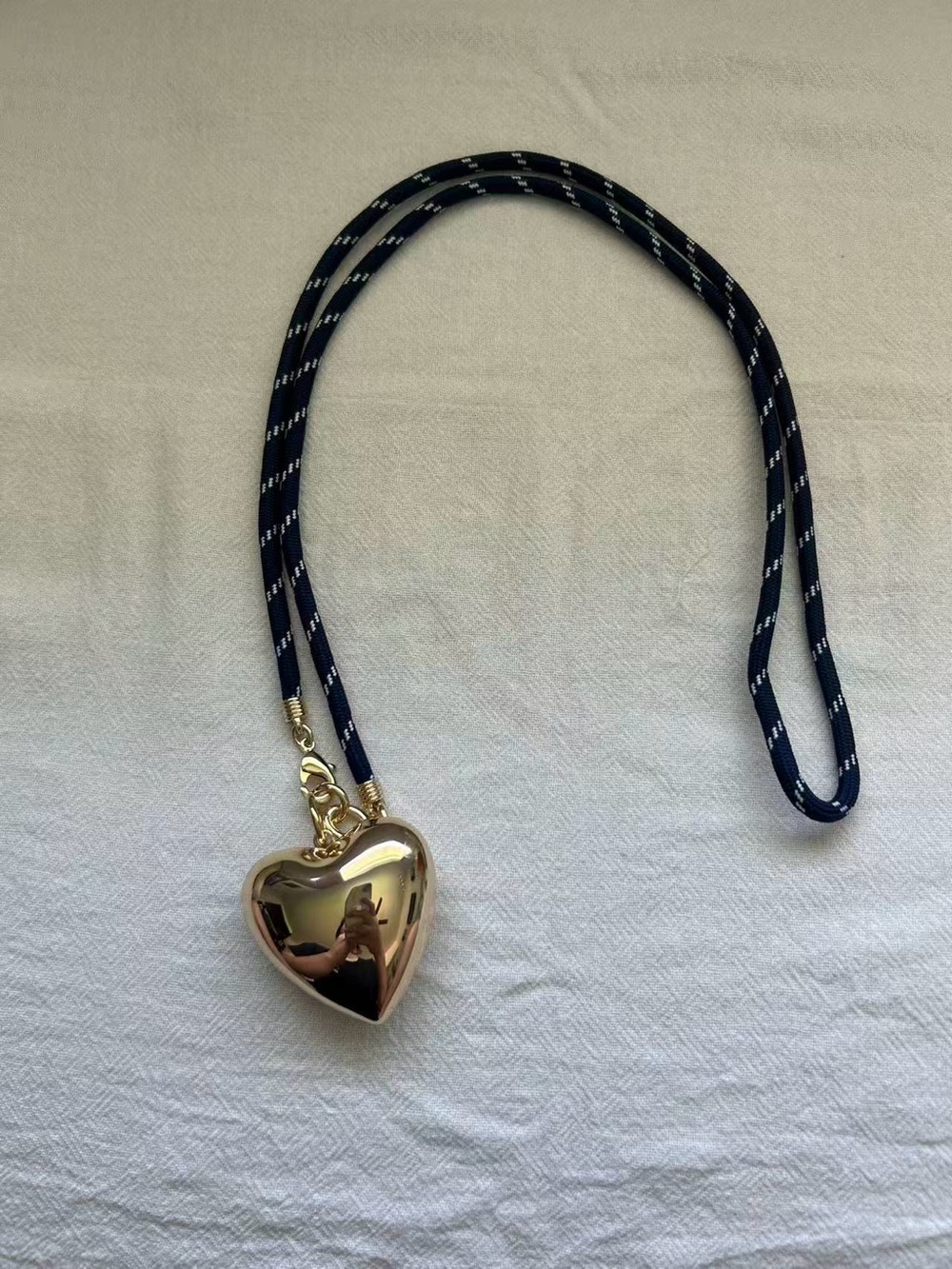 Roxanne Assoulin The Long Happy Cord Charm
Necklace Navy Cord Gold Heart - Picture 2 of 2